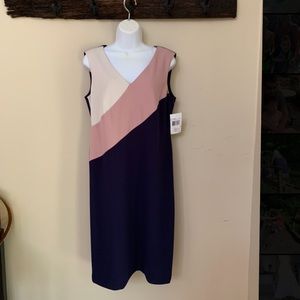 NWT Navy, Rose, Tan color block sheath dress